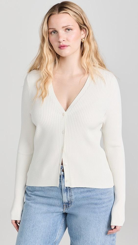 Good American Shine Rib V Neck Cardigan | Shopbop Product Image