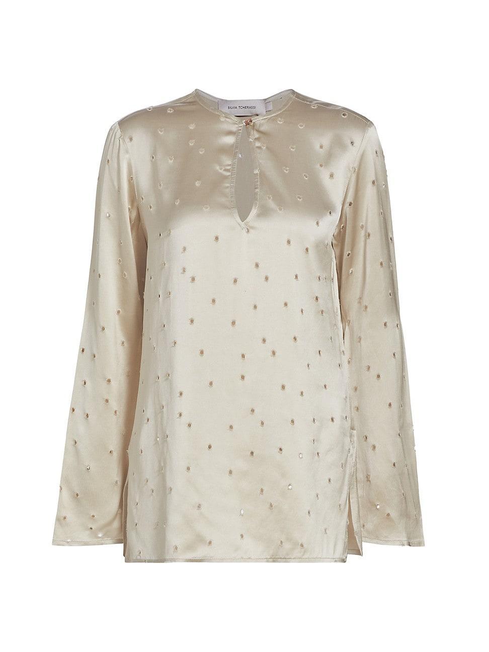 Womens Tosca Perforated Satin Blouse Product Image