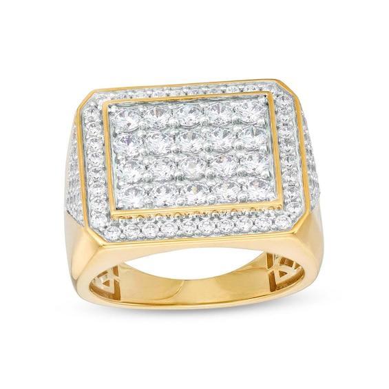 Men's 2-1/2 CT. T.w. Multi-Diamond Rectangular Frame Ring in 14K Gold Product Image