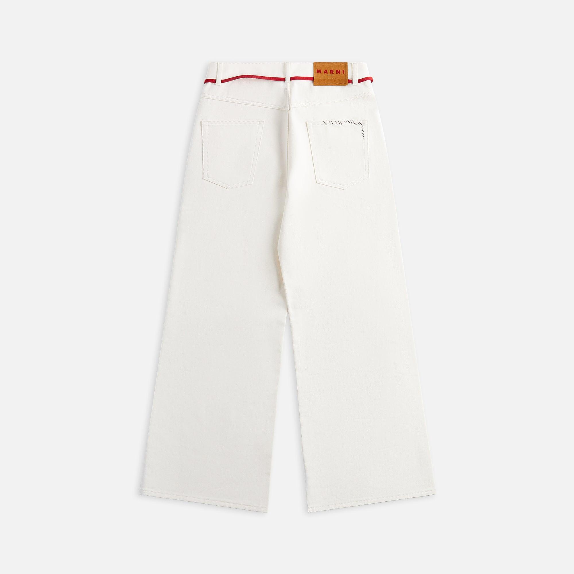 Marni Cotton Drill Trouser - Lily White Male Product Image