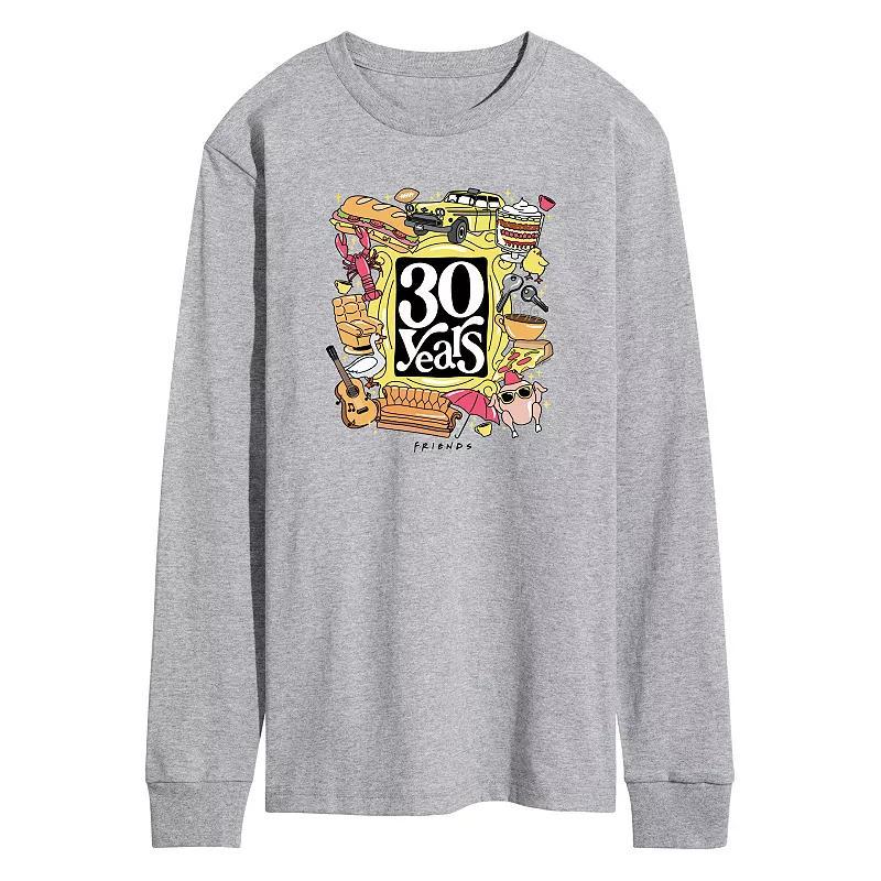 Mens Friends 30 Years Long Sleeve Graphic Tee Grey Gray Product Image