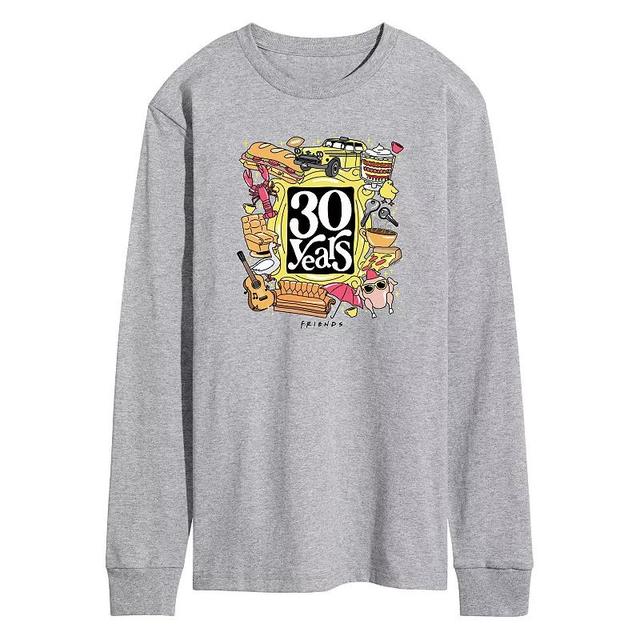 Mens Friends 30 Years Long Sleeve Graphic Tee Grey Gray Product Image