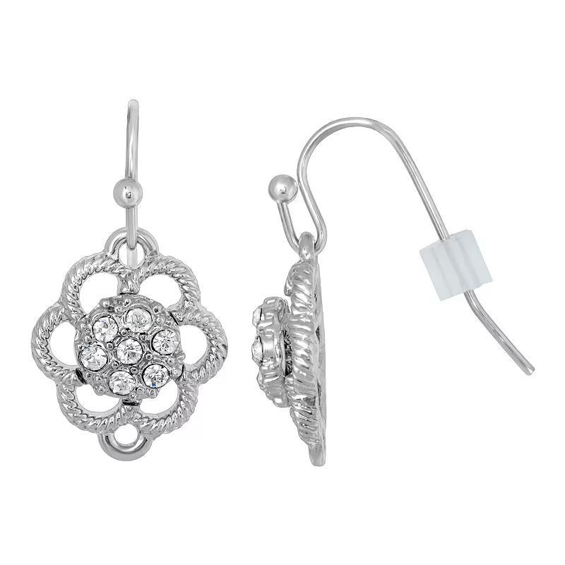 2028 Silver-Tone Small Crystal Flower Drop Earrings Product Image