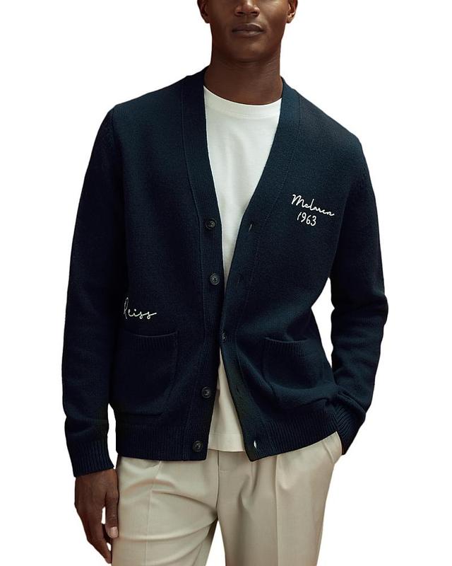 Reiss x McLaren F1 Team Stealth Embroidered V Neck Cardigan Product Image