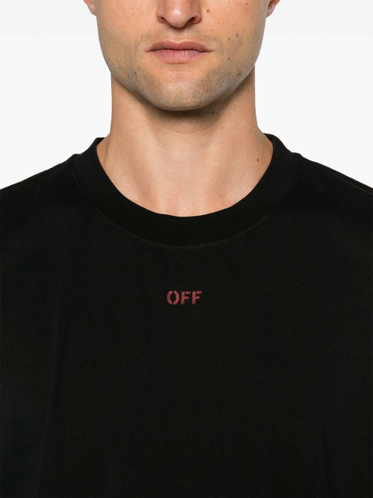 OFF-WHITE Cotton T-shirt With Logo Print In Red Product Image