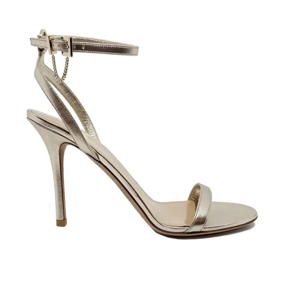 VALENTINO GARAVANI Valentino Leather Heel Sandals In Gold Product Image