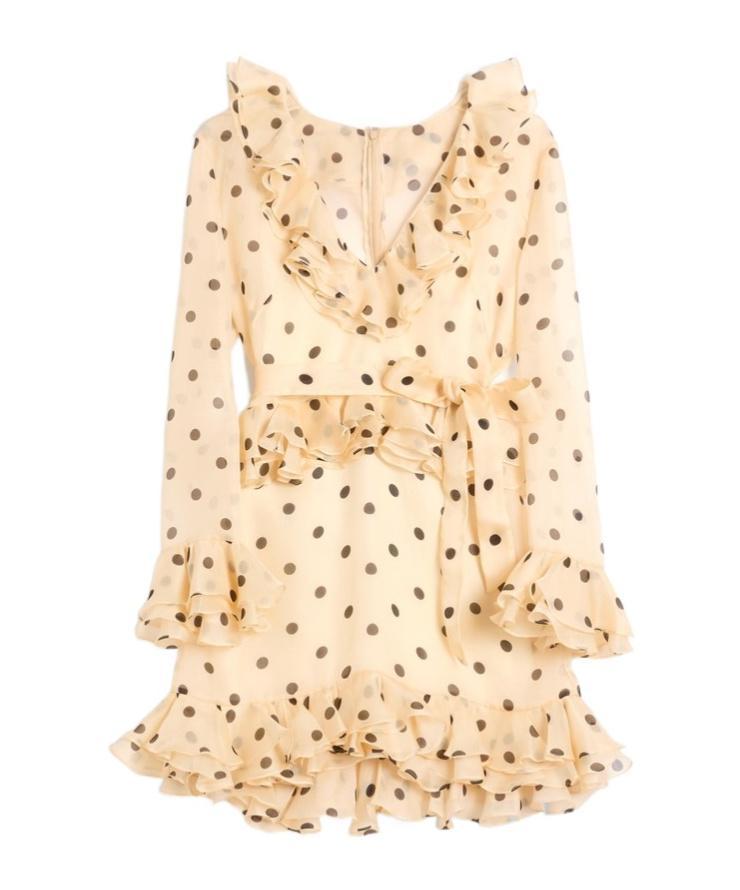 VALENTINO Polka Dot Mini Dress In Ivory Black Product Image