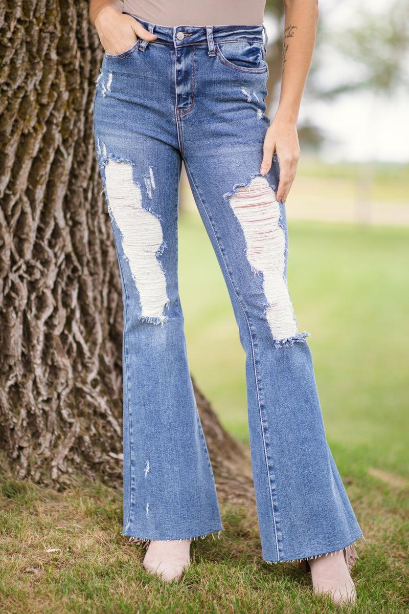 Judy Blue High Waist Distressed Flare Jeans Product Image