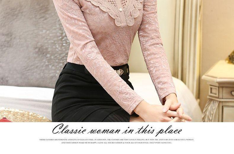 Long-Sleeve Mock-Neck Lace Top Product Image