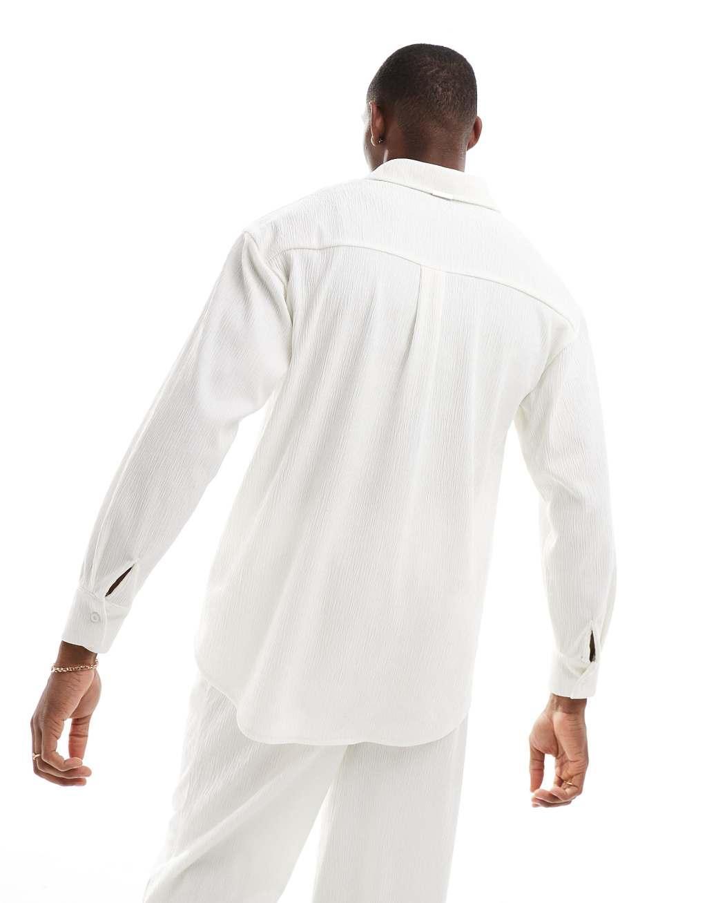 Sixth June oversized textured shirt in white - part of a set Product Image