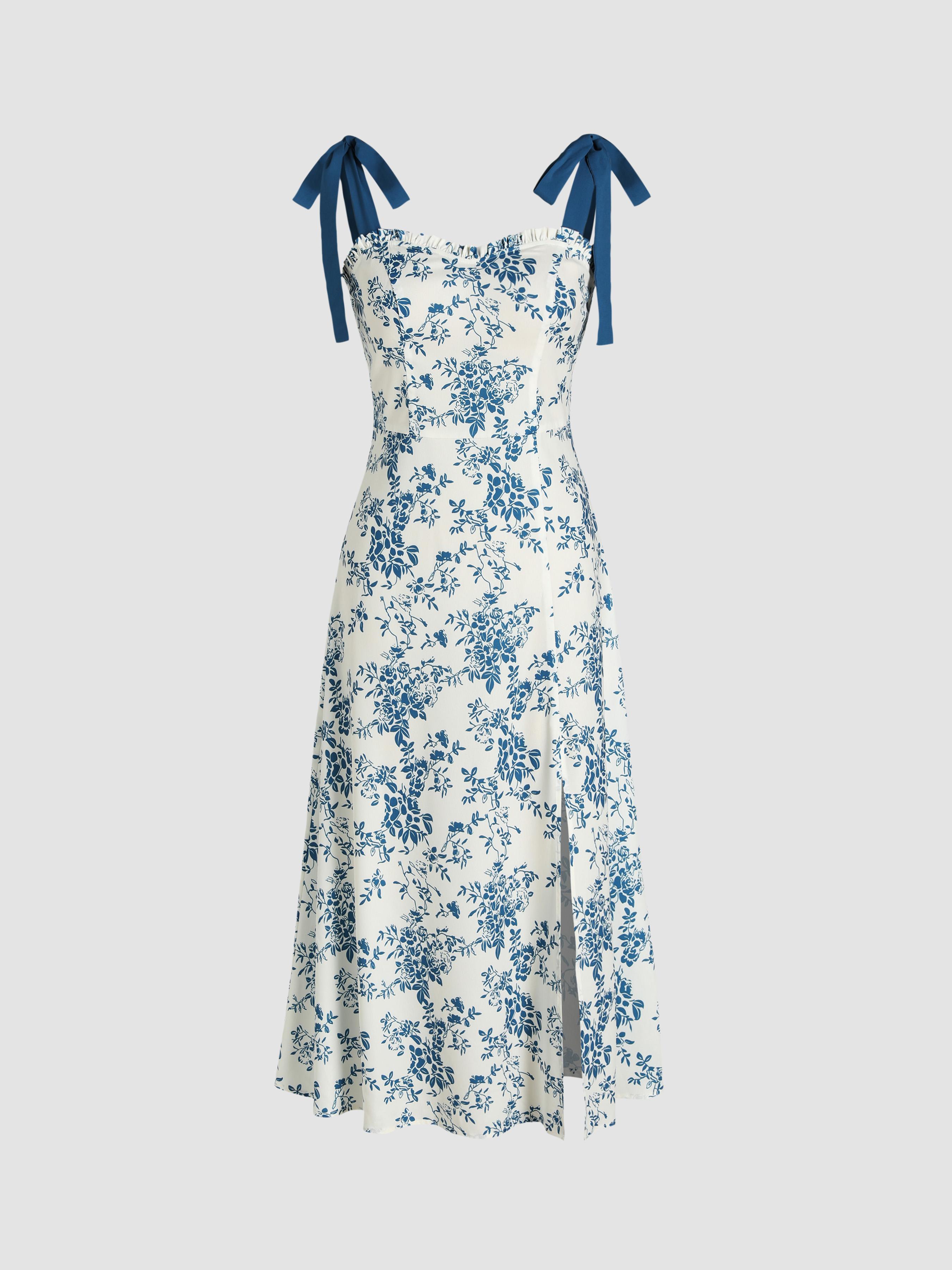 Floral Knotted Split Midi Dress Product Image