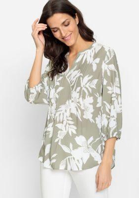 Olsen Womens Pure Viscose 3/4 Sleeve Abstract Floral Tunic Blouse Product Image