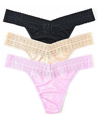 Hanky Panky DreamEase Original Rise Thong 3 Pack (Black/Chai/Pink) Women's Underwear Product Image