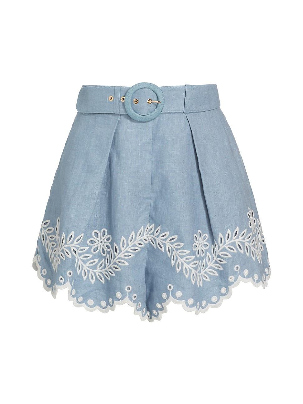 Womens Junie Embroidered Linen Shorts Product Image