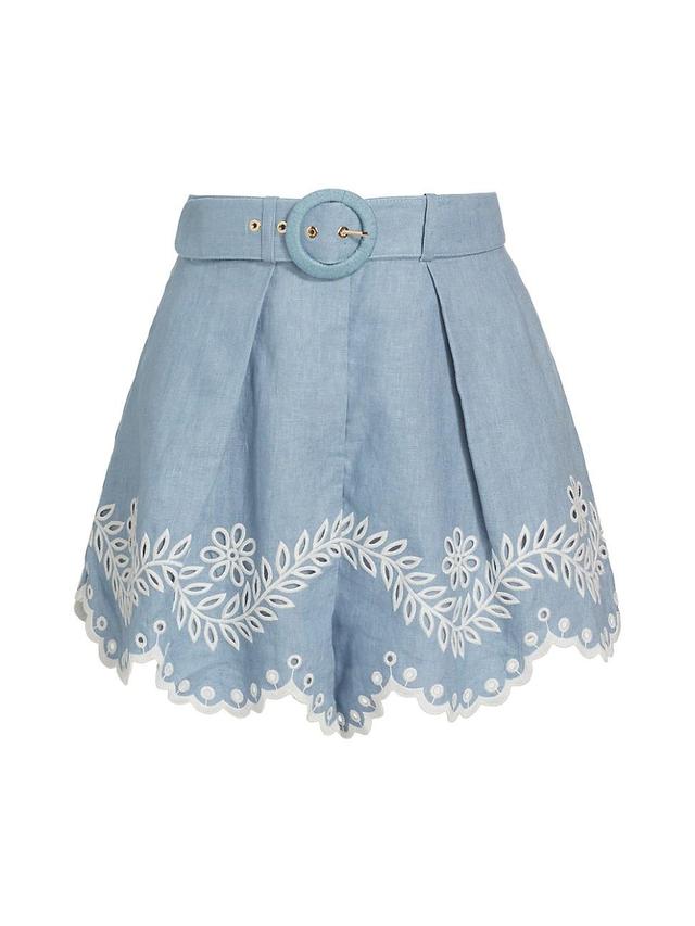 Womens Junie Embroidered Linen Shorts Product Image