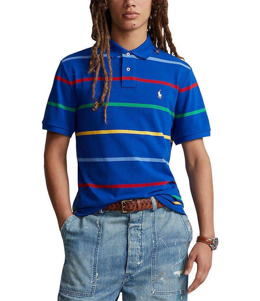 Polo Ralph Lauren Classic-Fit Striped Short Sleeve Mesh Polo Shirt Product Image