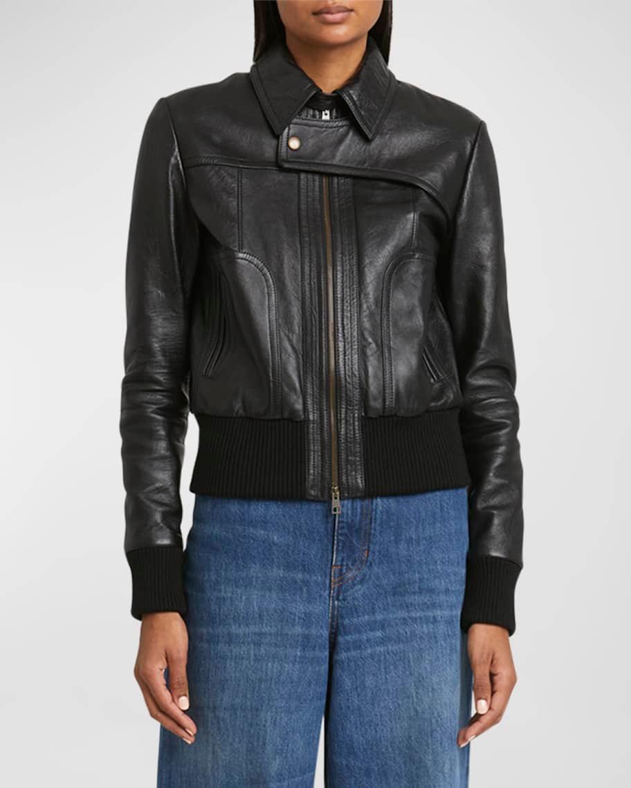 Glossy Leather Moto Jacket Product Image