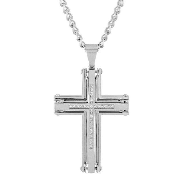 Mens Jewelry Nation Stainless Steel Diamond Accent Cross Pendant Necklace Product Image