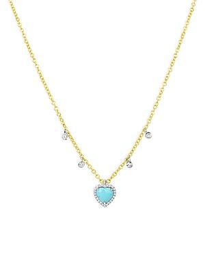 Meira T 14K Yellow Gold Petite Turquoise Heart Necklace, 18 Product Image