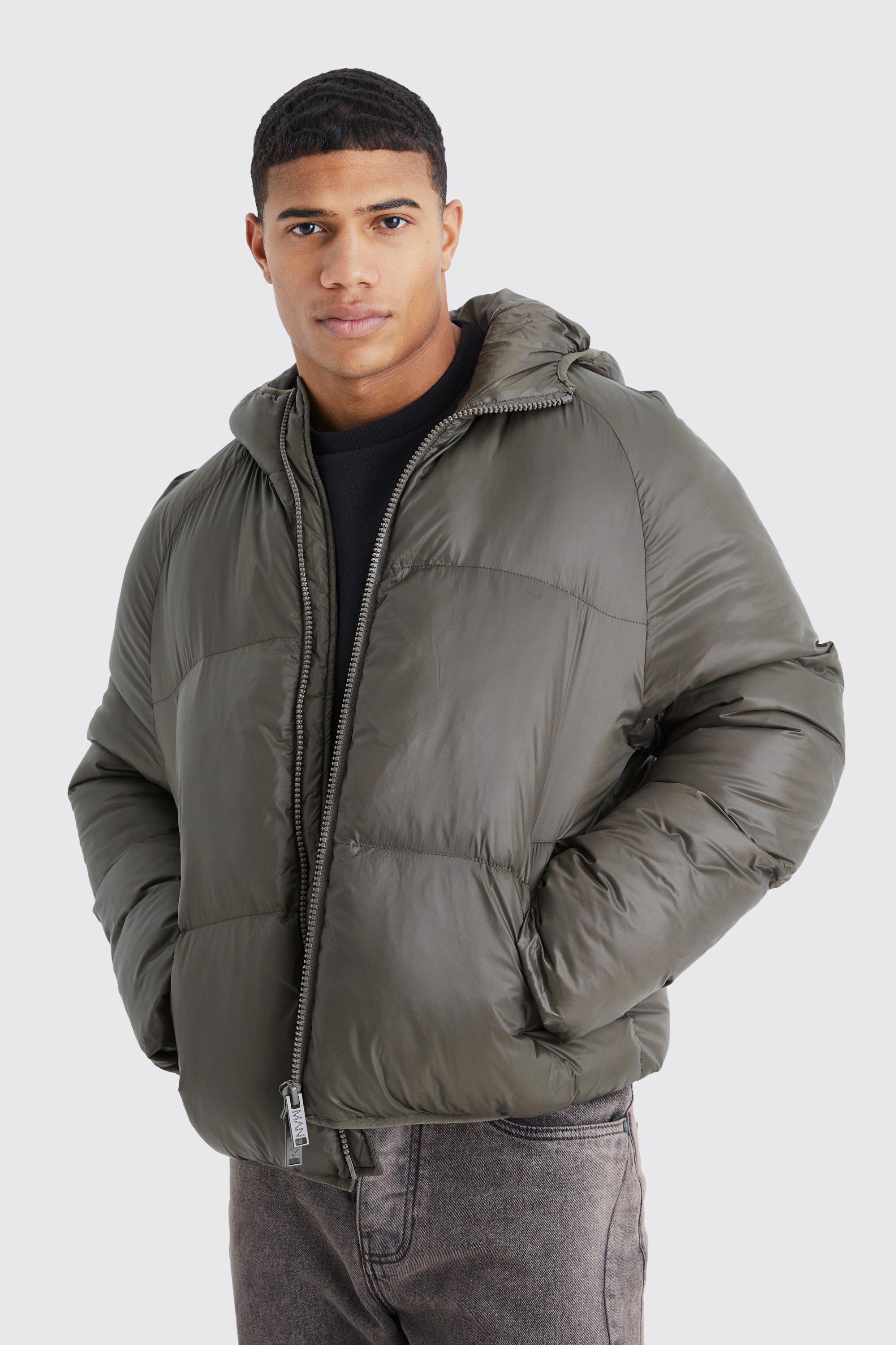 Sheen Quilted Nylon Puffer With Hood | boohooMAN USA Product Image