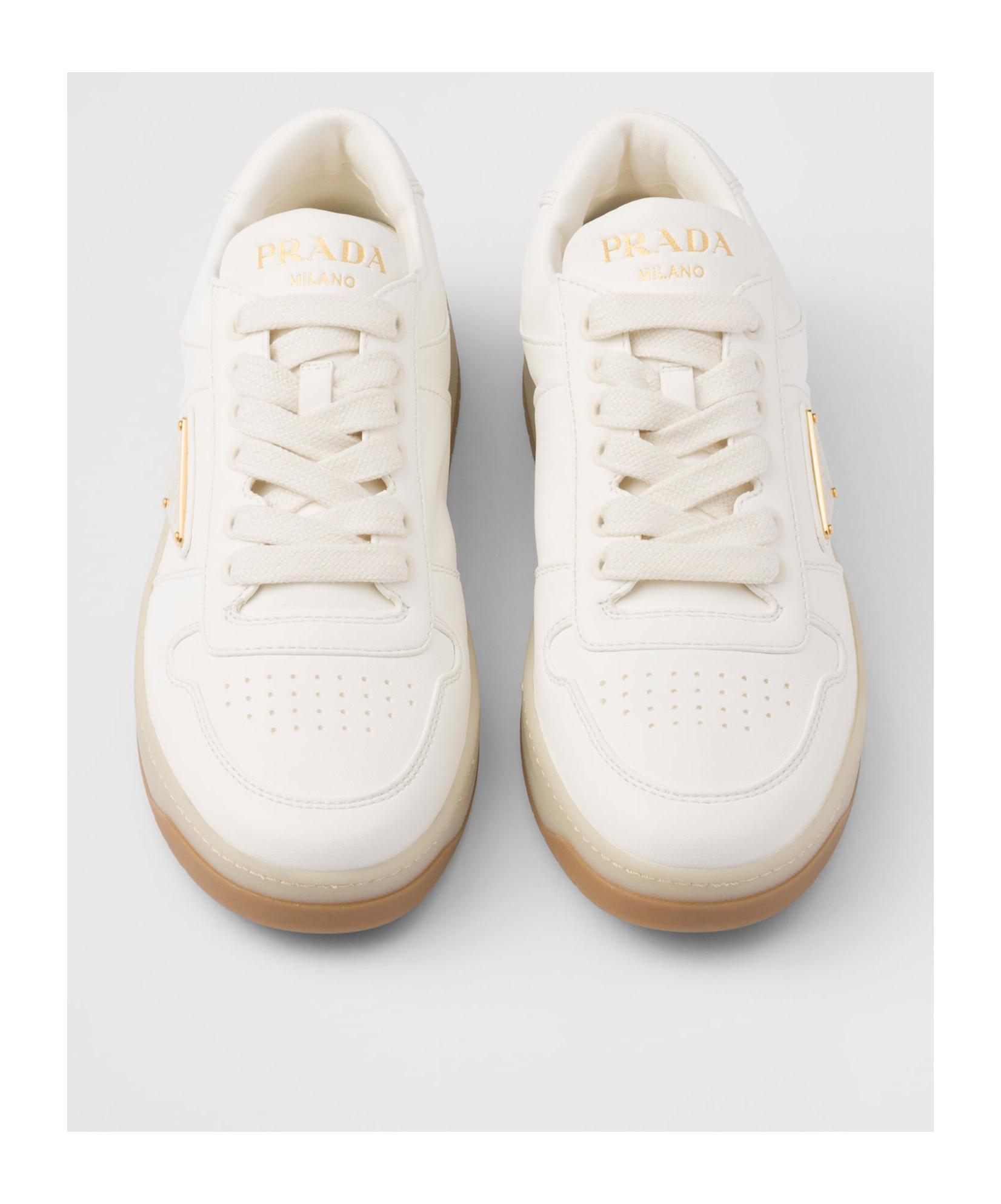 PRADA Leather Low-top Sneakers In Ivory Product Image