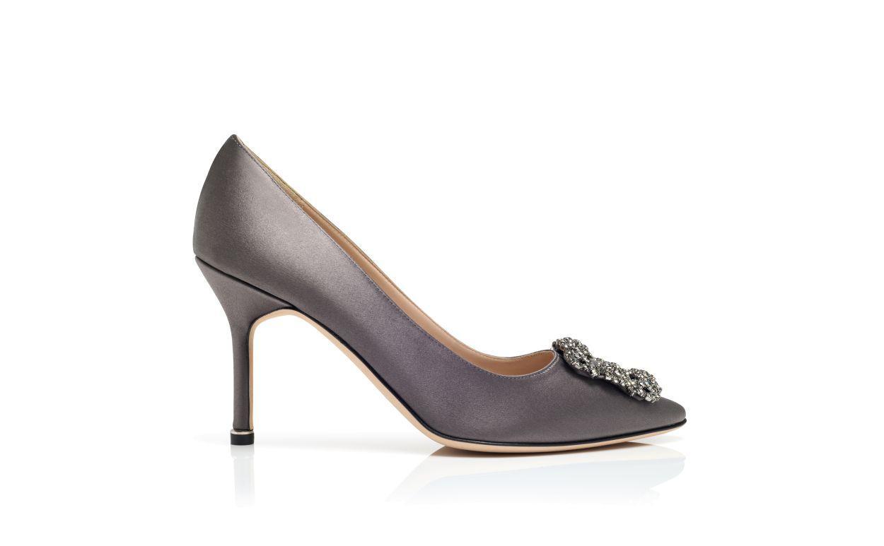 HANGISI 90 Dark Grey Satin Jewel Buckle Pumps Product Image