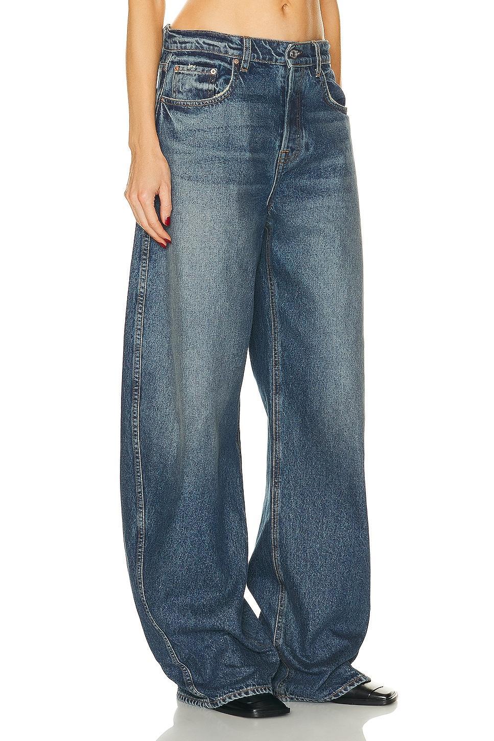 GRLFRND Paola Barrel Leg Jean in Blue. Size 23, 24, 25, 26, 27, 29, 30, 31, 32. Product Image