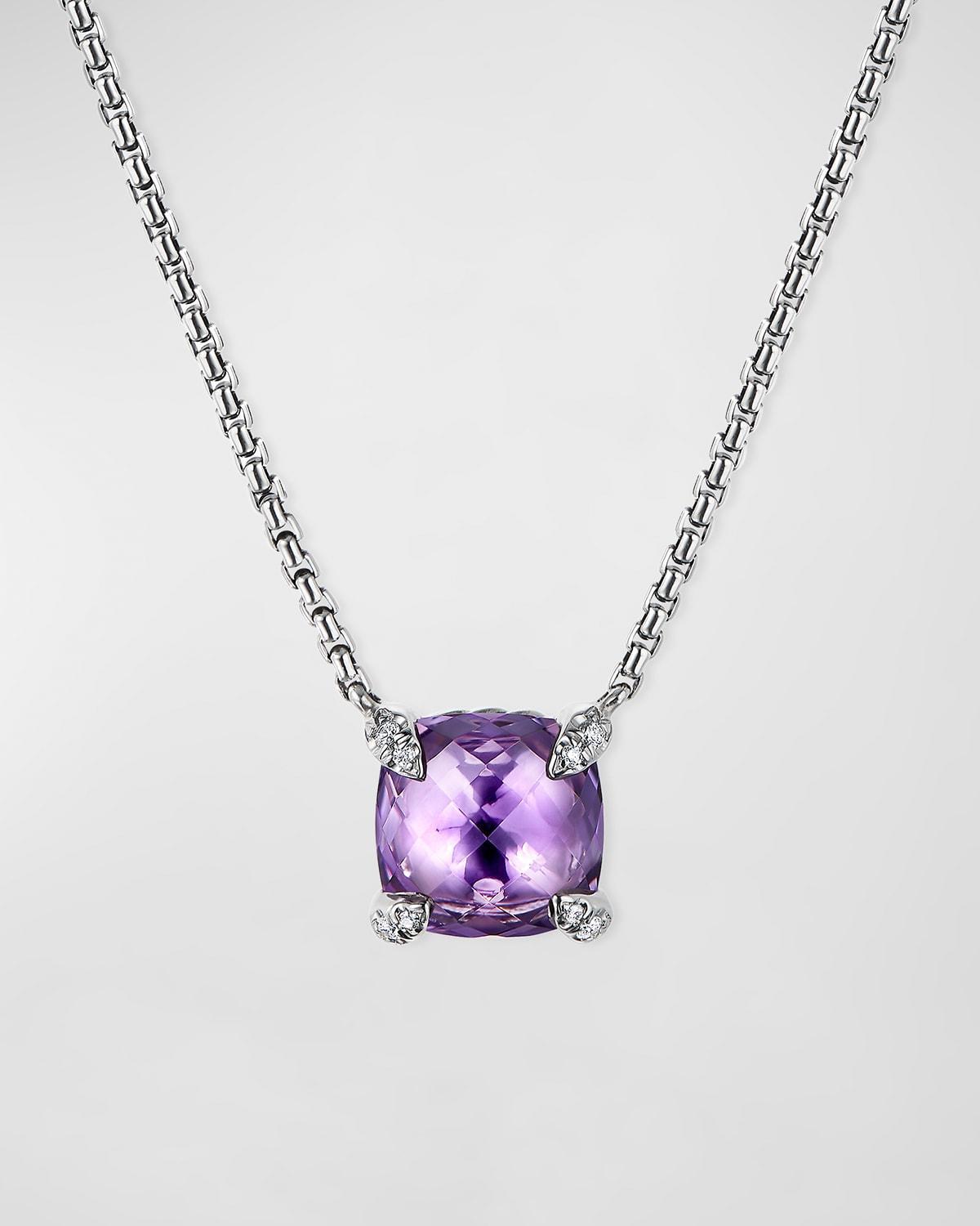 Womens Petite Chatelaine Pendant Necklace with Pave Diamonds Product Image