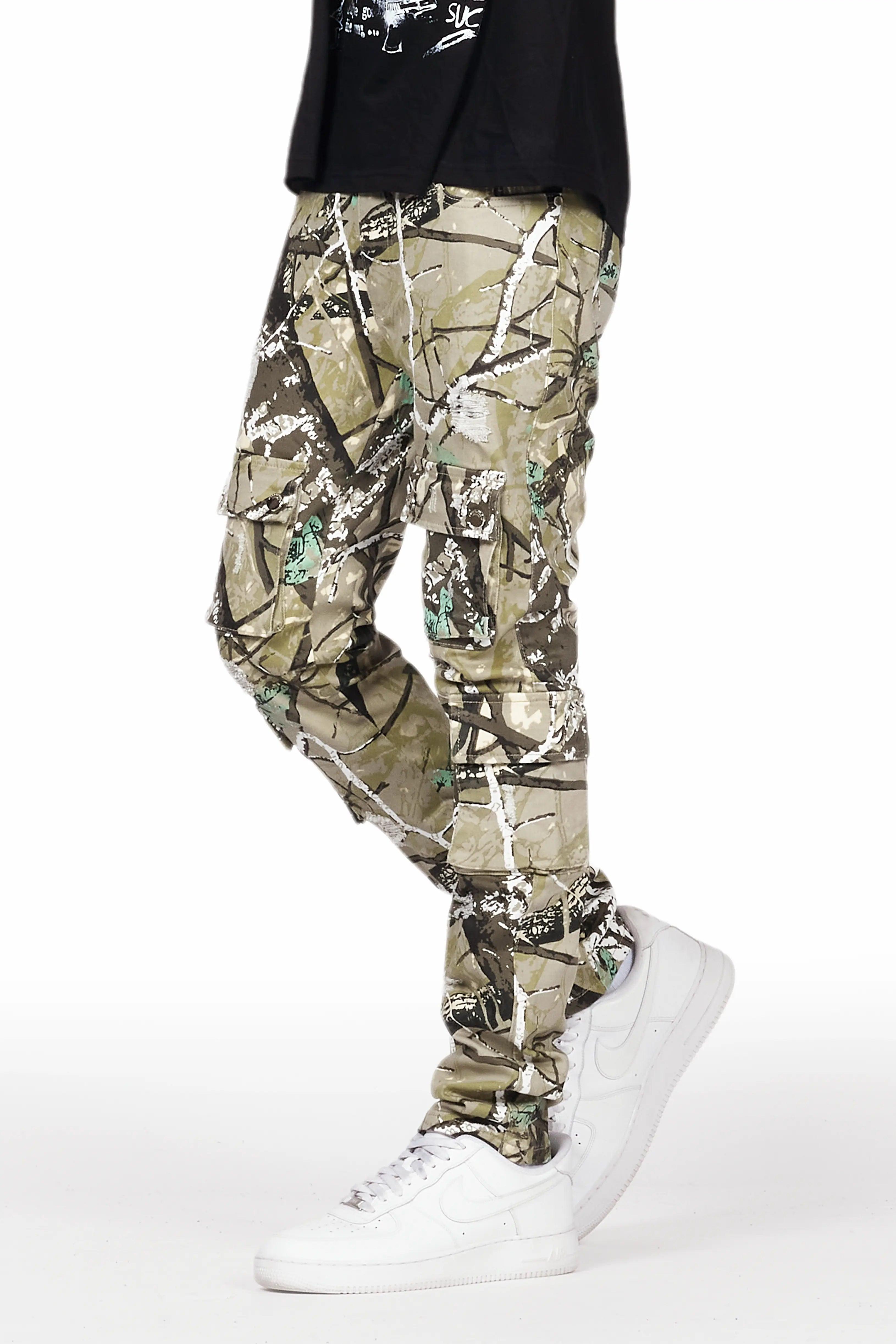 Adril Tree Camo Skinny Fit Cargo Jean Male Product Image