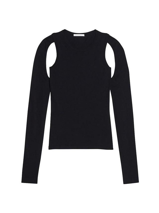 Womens Cotton Cut-Out Crewneck Sweater Product Image