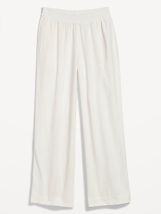 High-Waisted Linen-Blend Wide-Leg Pants Product Image