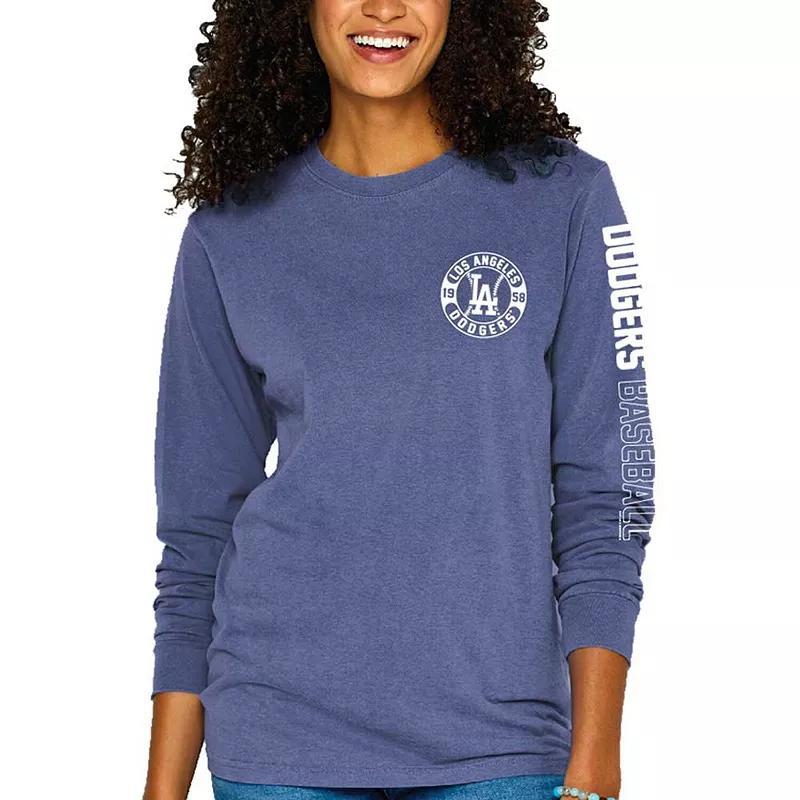 Womens Soft as a Grape Royal Los Angeles Dodgers Pigment-Dyed Long Sleeve T-Shirt product image