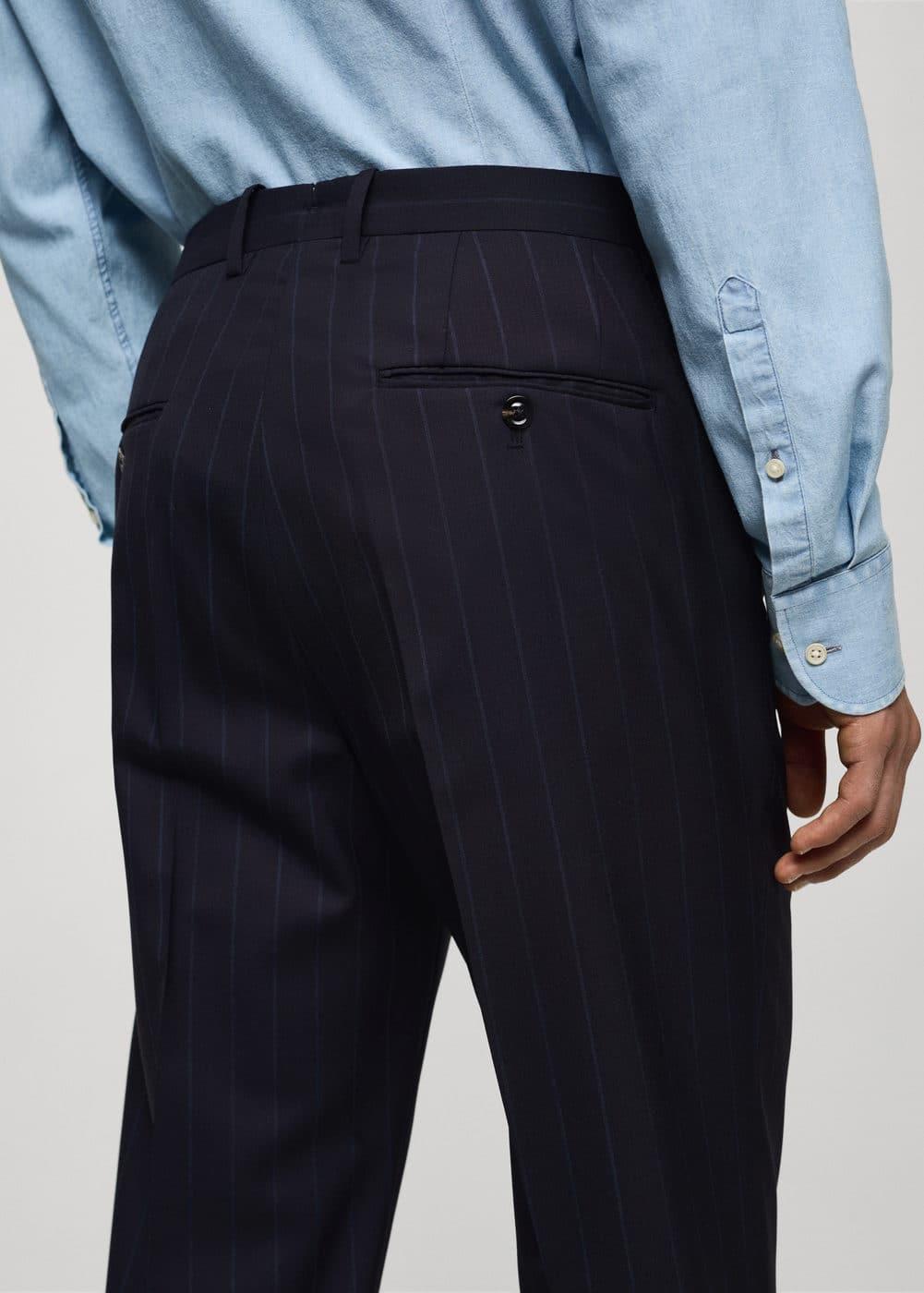 MANGO MAN - Pinstripe virgin wool suit trousers dark navyMen Product Image