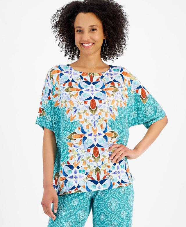 Jm Collection Womens Short-Sleeve Printed Dolman-Sleeve Top, Created for Macys Product Image