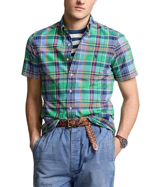 Polo Ralph Lauren Classic-Fit Medium Plaid Oxford Short Sleeve Woven Shirt Product Image