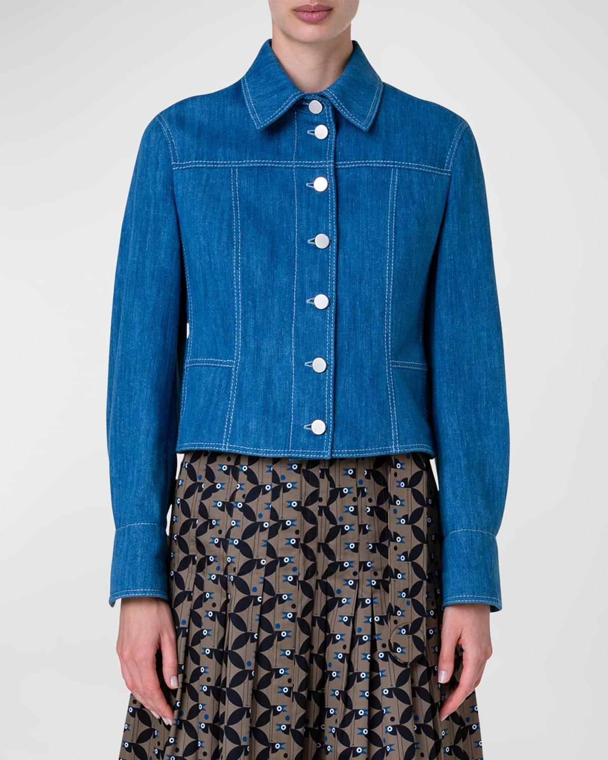 Akris punto Cotton Stretch Denim Crop Jacket product image