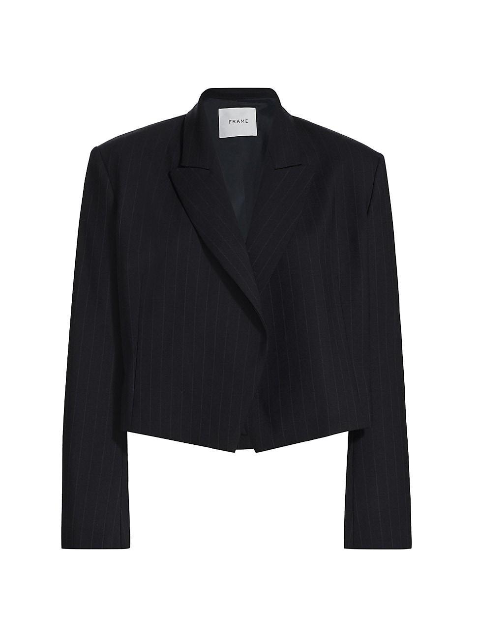 Womens Cropped Pinstriped Blazer Product Image