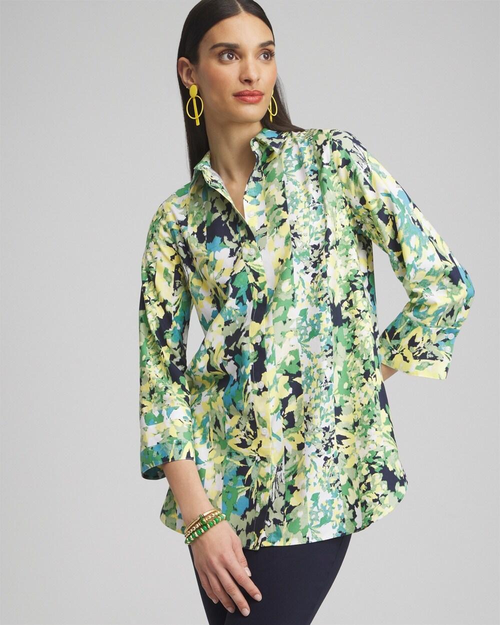 Chico's Women's No Iron Stretch Floral 3/4 Sleeve Tunic Top Product Image