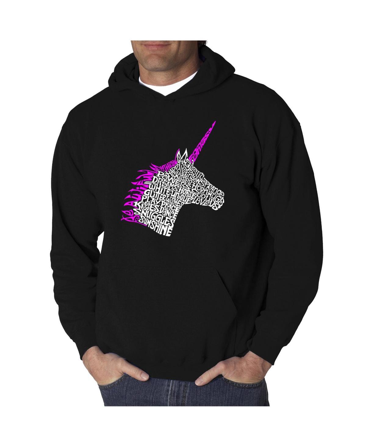 La Pop Art Mens Word Art Hooded Sweatshirt - Unicorn Product Image