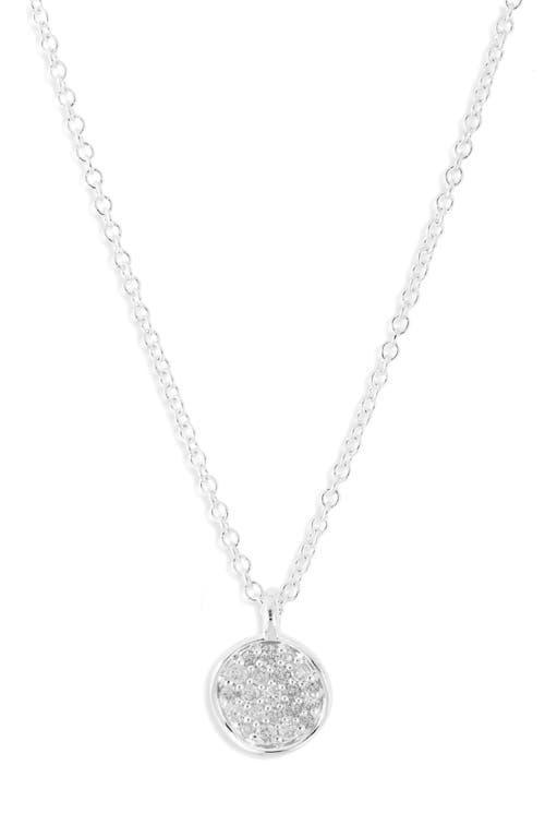 Womens Stardust Mini Flower Silver & Diamond Disc Pendant Necklace Product Image