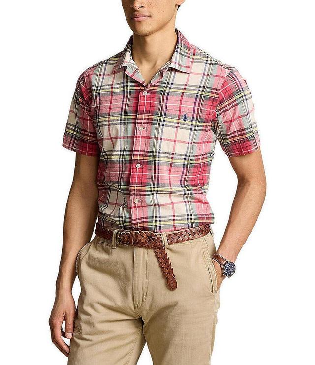 Polo Ralph Lauren Plaid Classic Fit Madras Short Sleeve Woven Camp Shirt Product Image