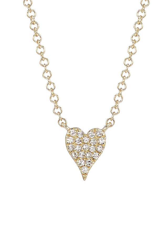 Womens 14K Yellow Gold & 0.05 TCW Diamond Heart Pendant Necklace Product Image