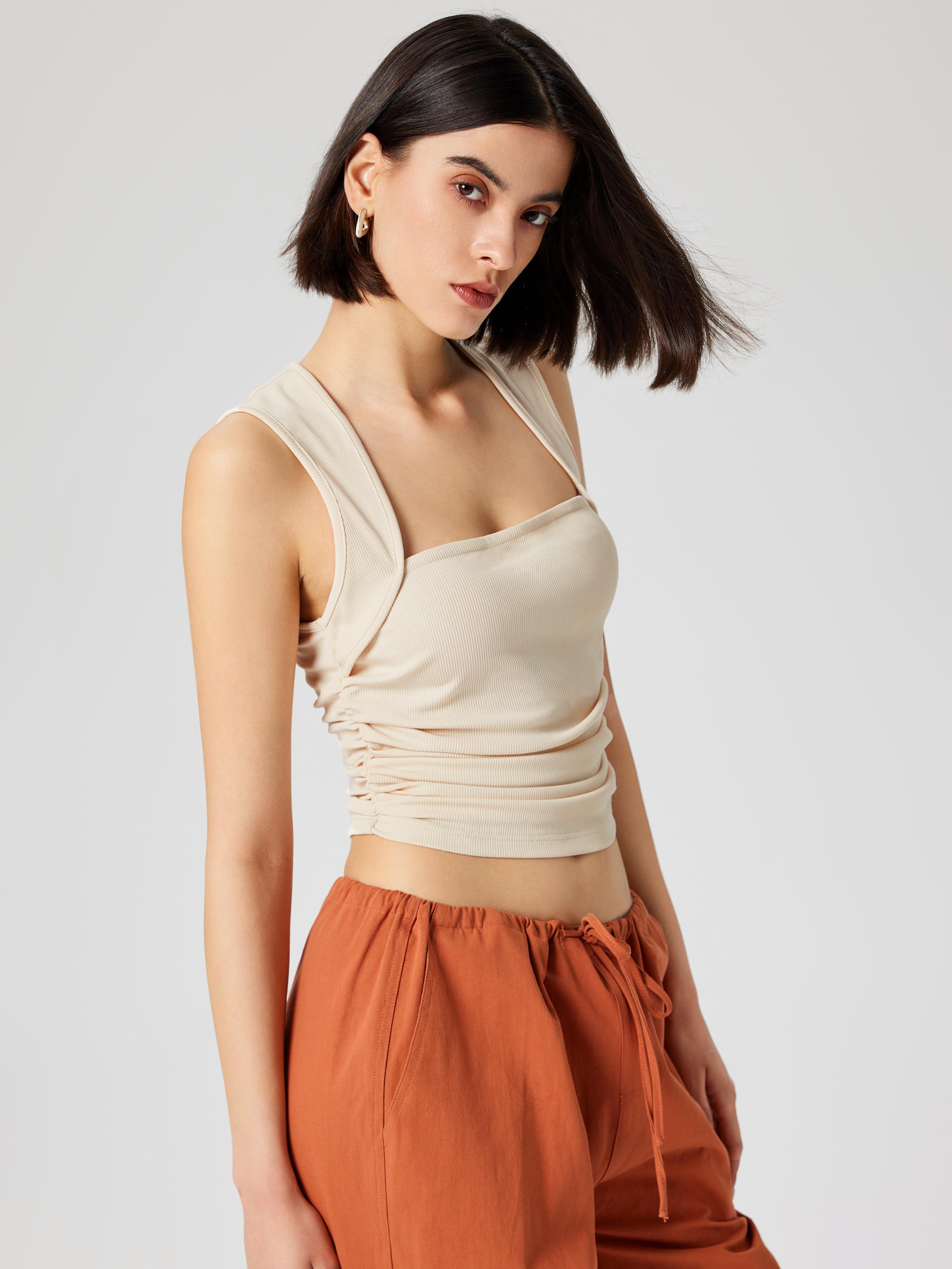 Ruched Square Neck Tank Top Product Image