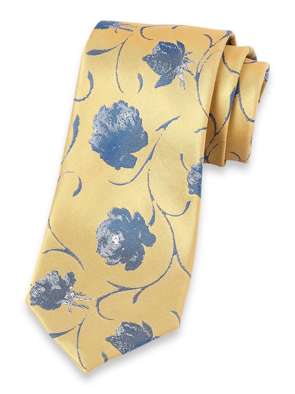 Floral Woven Silk Tie - Yellow/blue Product Image