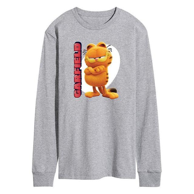 Mens Garfield The Movie Long Sleeve Graphic Tee Athletic Grey Product Image