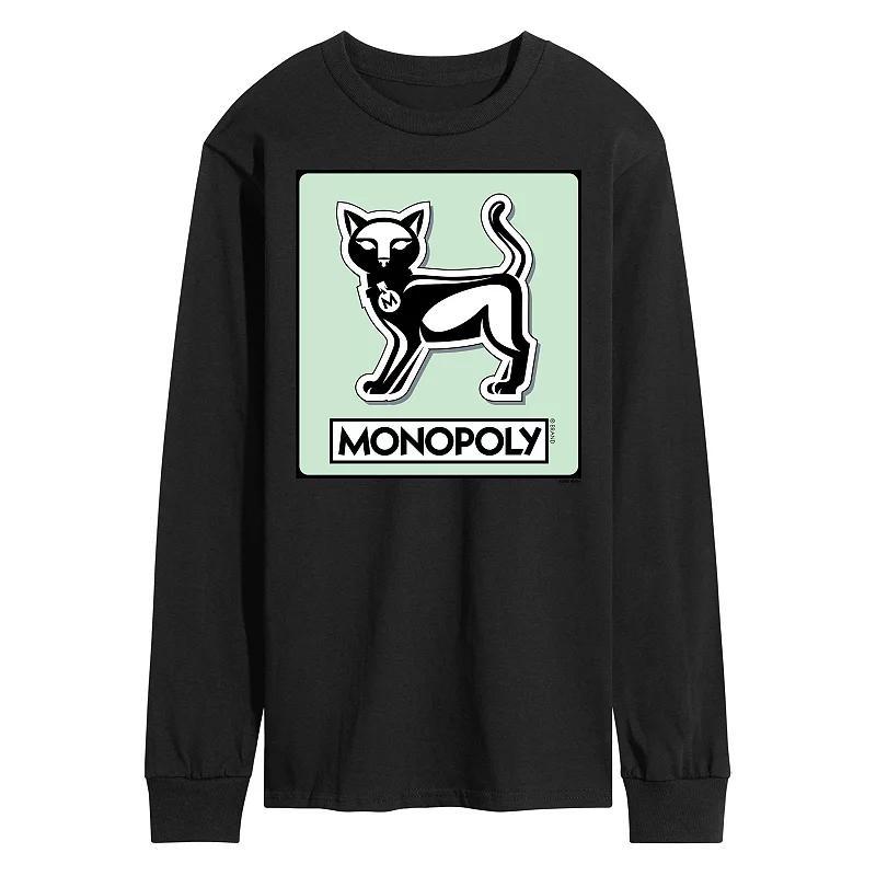 Mens Monopoly Cat Game Token Long Sleeve Graphic Tee Product Image