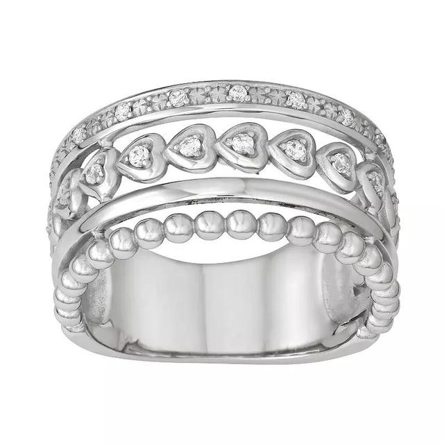 Sterling Silver Cubic Zirconia Multi-Row Ring, Womens Product Image