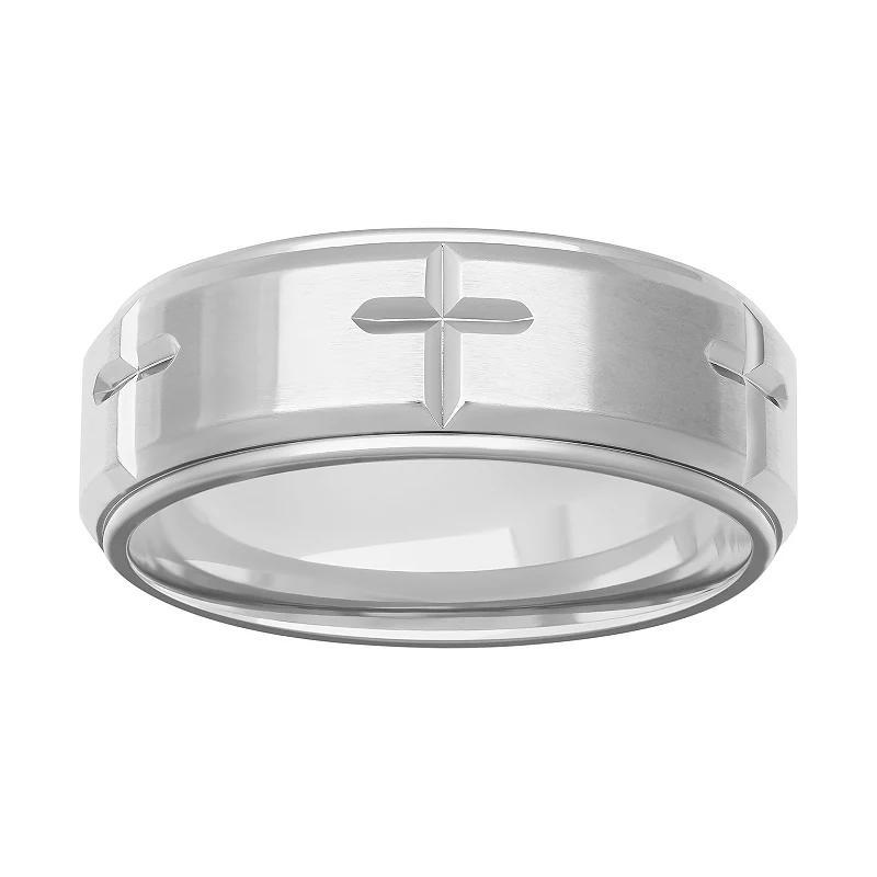 AXL Stainless Steel 8 mm Mens Cross Comfort Fit Band Product Image