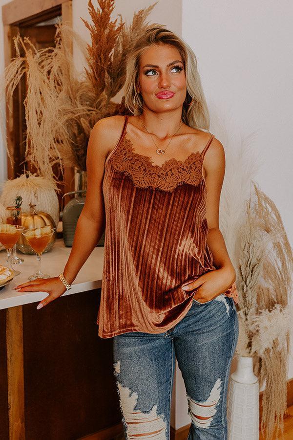 Finding Romance Velvet Tank In Rust Product Image