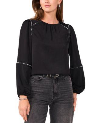 Women's Grommet-Trim Long-Sleeve Top Product Image